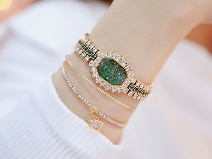 Luxury Quartz Women's Watch with Diamond Steel Band