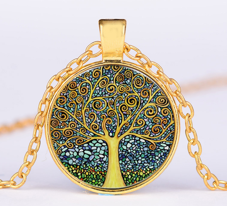 Tree of Life Pendant Necklace with Bagua Design