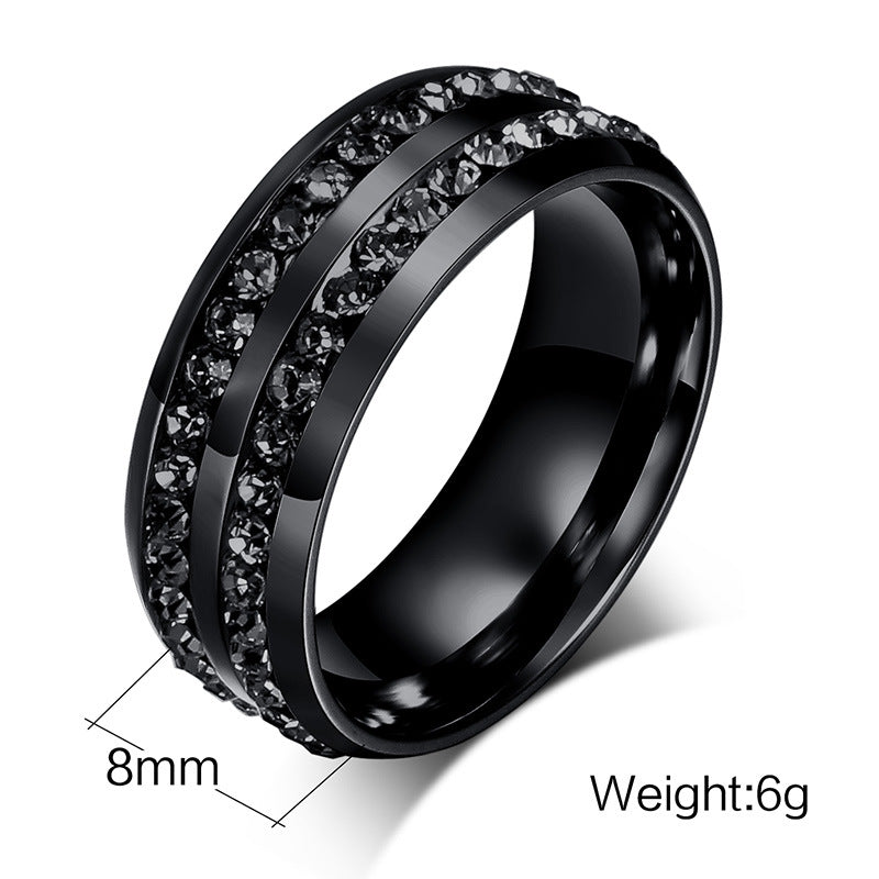 Titanium Steel Couple Rings with Black and Blue Zirconium
