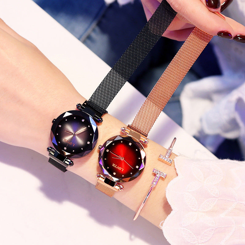 Wholesale Women's Quartz Starry Sky Watch with Magnet Band
