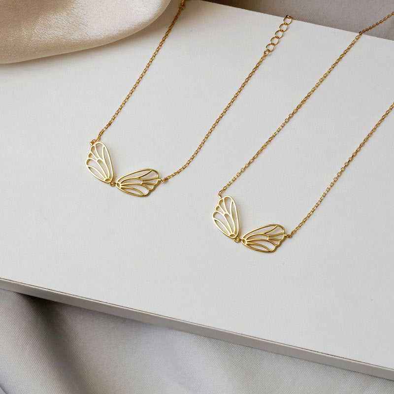 S925 Silver Angel Wing Bow Necklace for Women