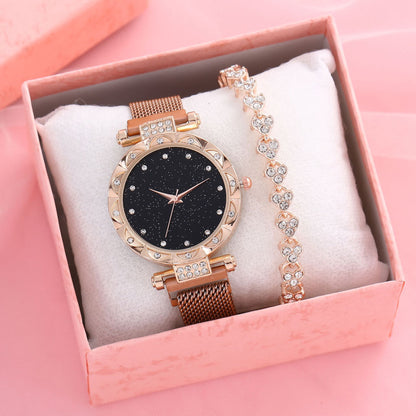 Starry Diamond Women's Watch and Bracelet Gift Set