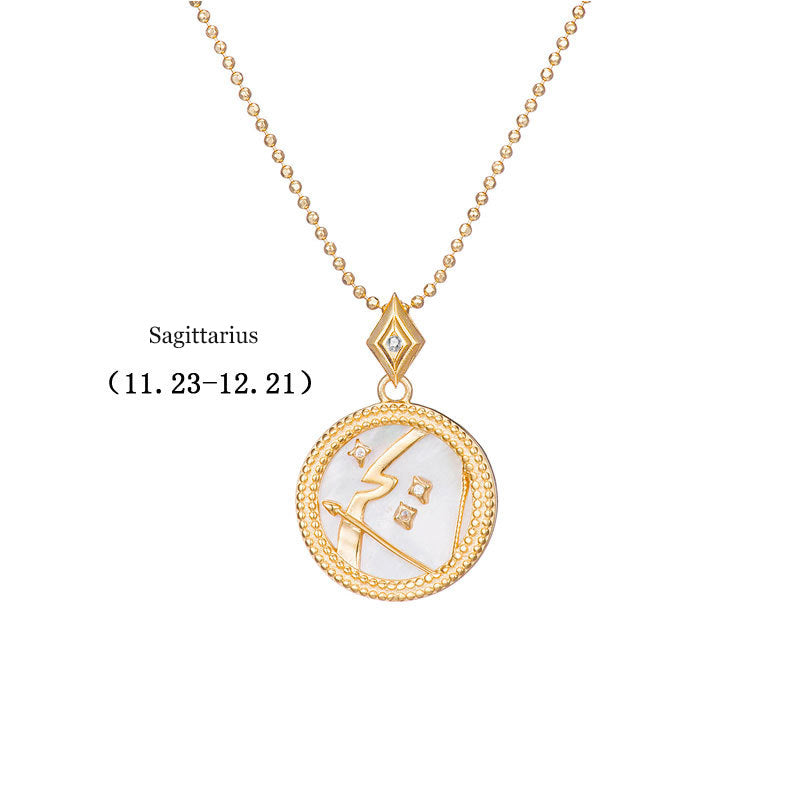 925 Silver Zodiac Pendant Necklace with Natural Shell