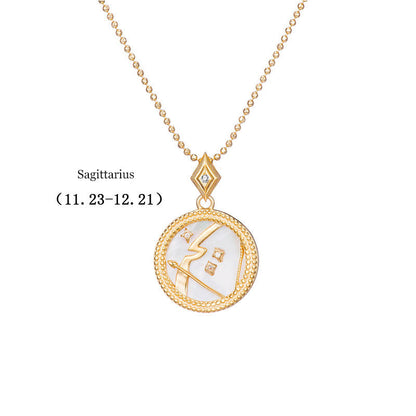 925 Silver Zodiac Pendant Necklace with Natural Shell