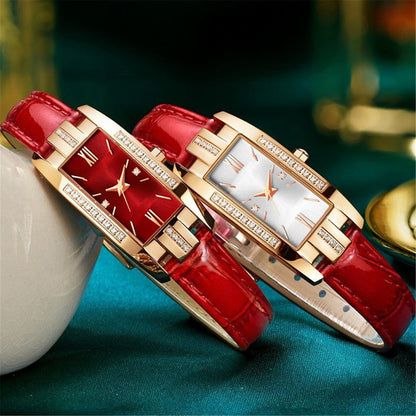 Trendy Women's Diamond-Studded Square Watch