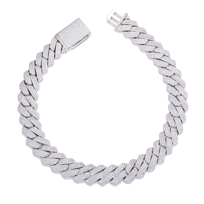 Classic Diamond-Shaped Cuban Chain Necklace with Zircon