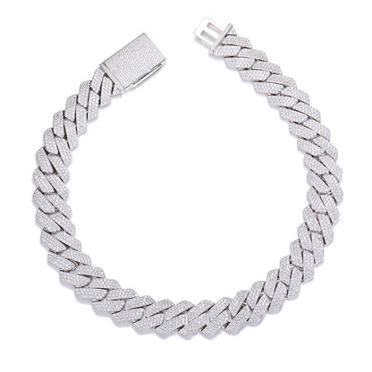 Classic Diamond-Shaped Cuban Chain Necklace with Zircon