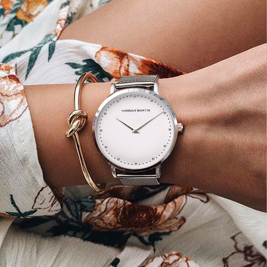 Waterproof Women's Quartz Watch with Steel Mesh Band