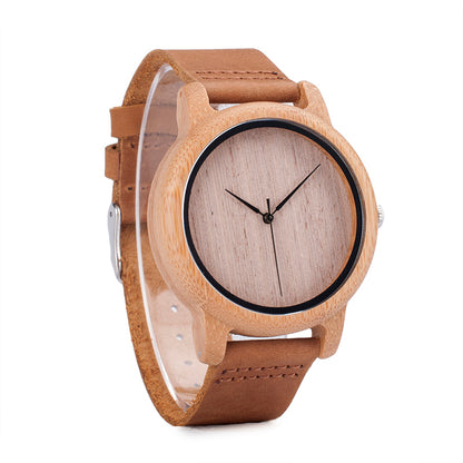 BOBO BIRD Bamboo Wood Watch with Genuine Leather Strap