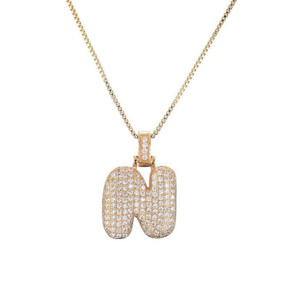 Hip Hop Letter Pendant Necklace with Zircon for Women