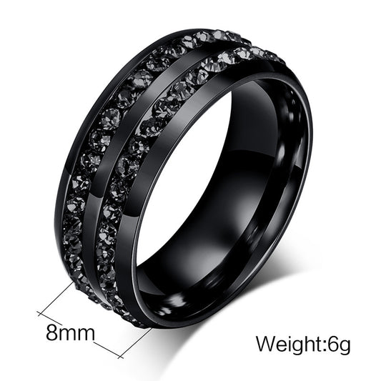 Titanium Steel Couple Rings with Black and Blue Zirconium