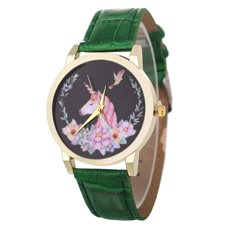 Unicorn Pattern Women's Watch - Cute Cartoon Design