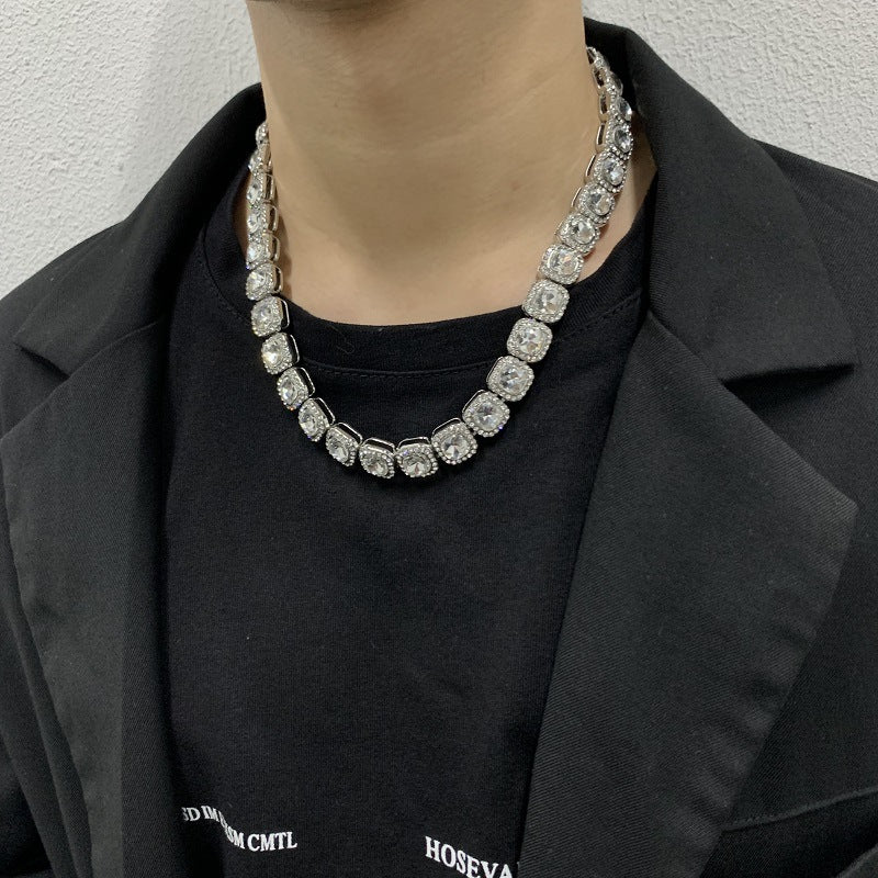Exaggerated Cuban Link Necklace with Full Diamonds