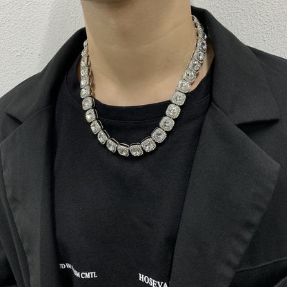 Exaggerated Cuban Link Necklace with Full Diamonds