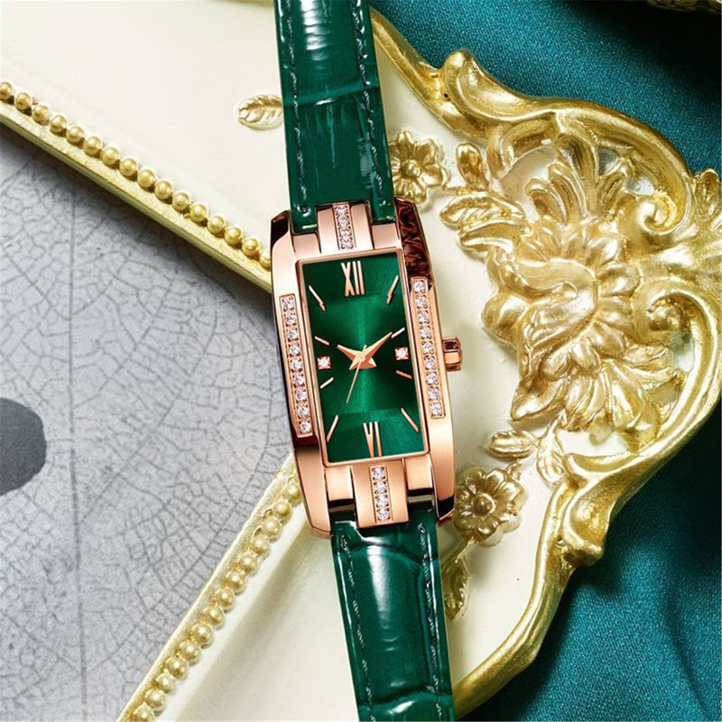 Trendy Women's Diamond-Studded Square Watch