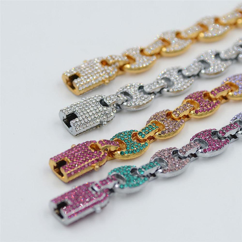 Colorful Diamond-studded Hip Hop Men's Cuban Bracelet