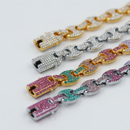 Colorful Diamond-studded Hip Hop Men's Cuban Bracelet