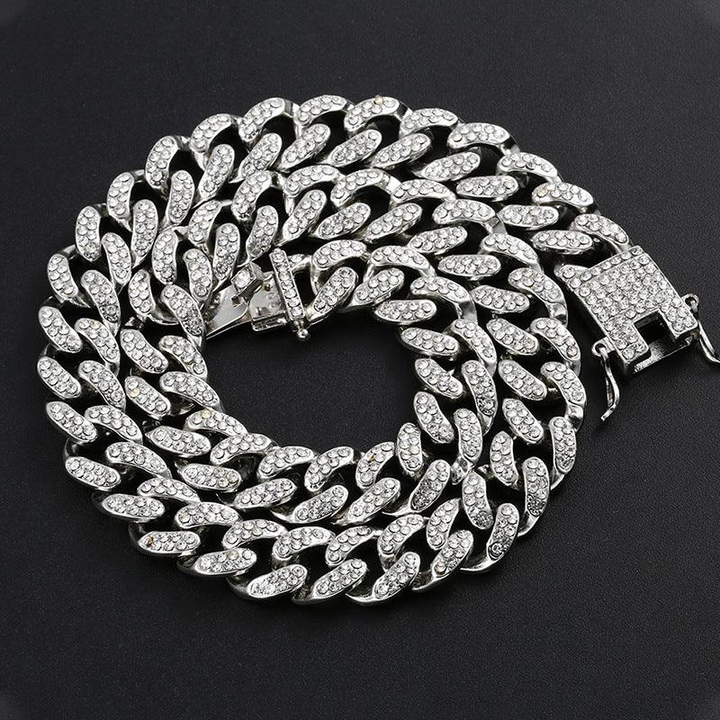 Hip-Hop Alloy Necklace with 12mm Wide Butterfly Clasp