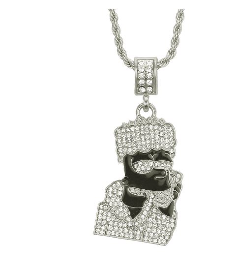 Hip Hop Cartoon Character Necklace with Rhinestones