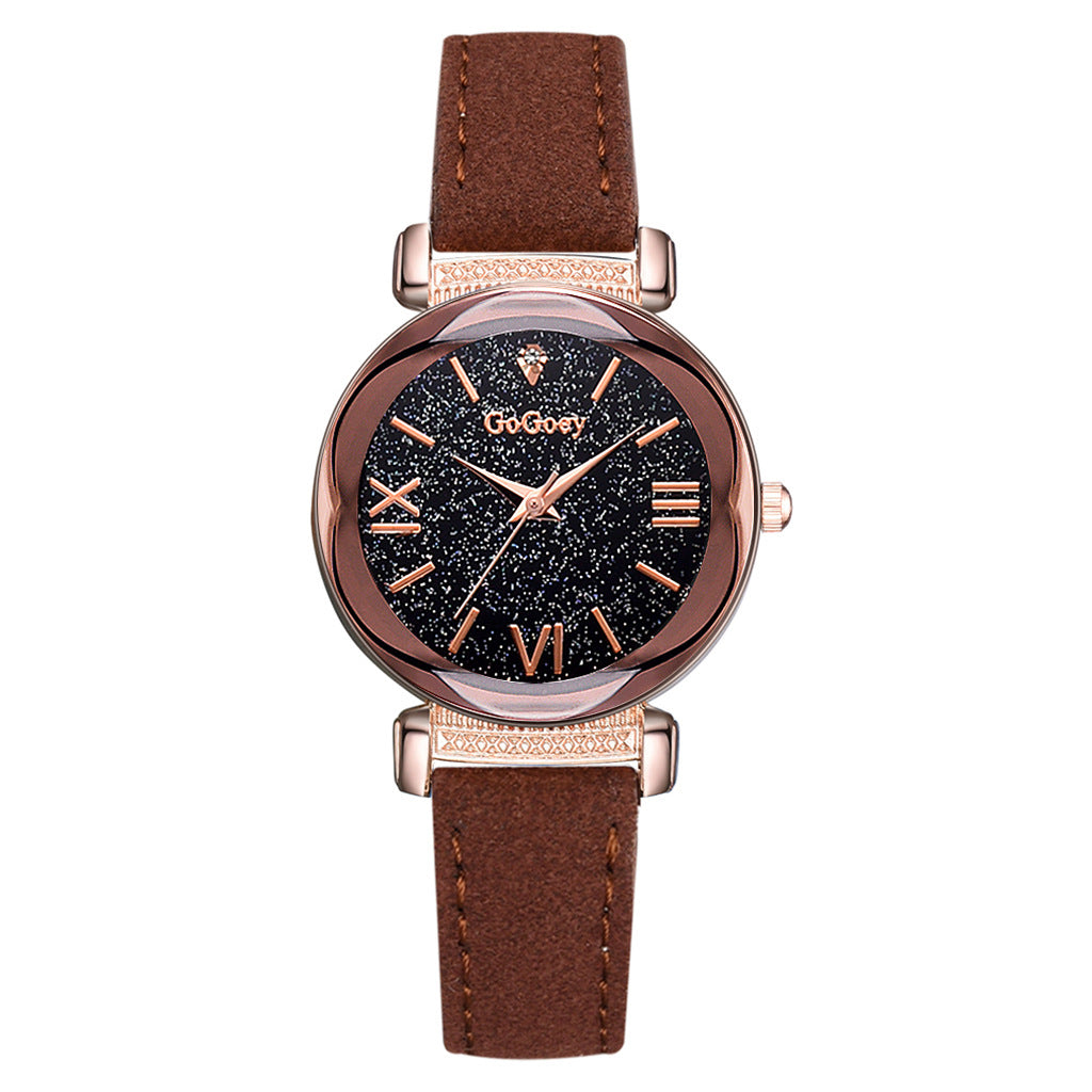 Starry Sky Women's Quartz Watch with Diamond Accents