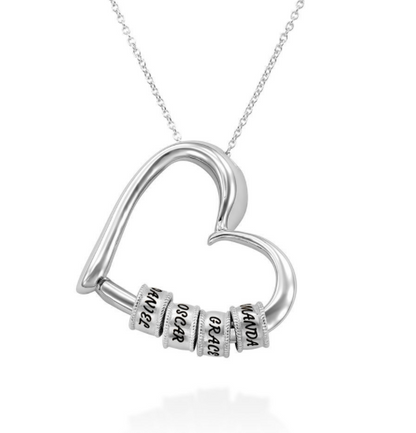 Heart Love Beaded Pendant Necklace,