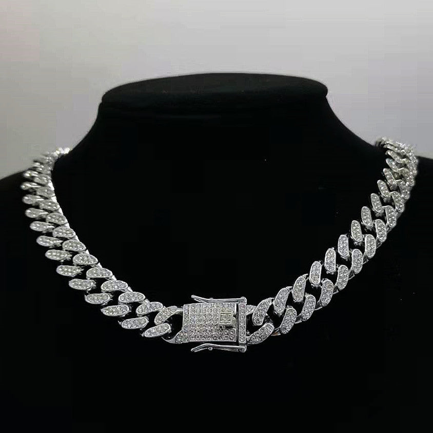 13mm Flat Cuban Link Diamond Bracelet for Hip Hop