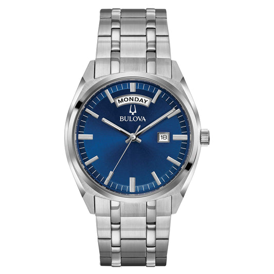 Bulova Mens Classic Surveyor 2-Hand Day/Date Quartz Watch Luminous Hands 39mm