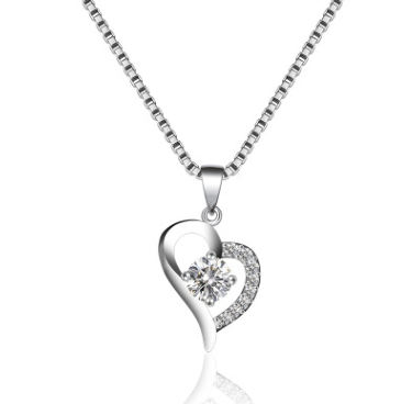 Heart-Shaped Pendant Necklace with Love Design