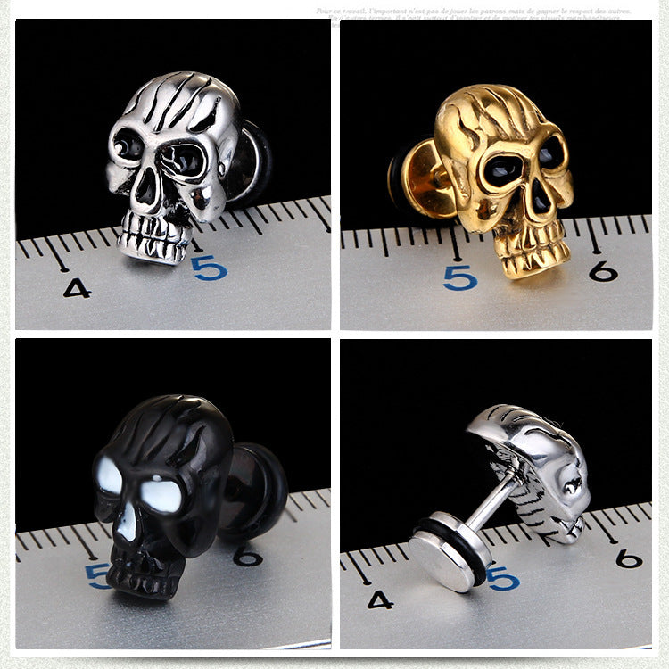 Titanium Steel Vintage Skull Punk Hip-Hop Earrings