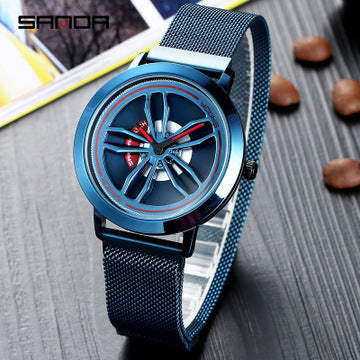 Quartz Watch with Mesh Band and Stylish Design