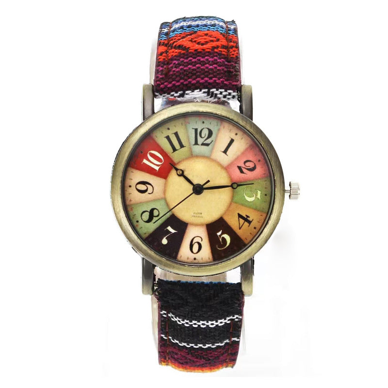 Fashionable Women's Quartz Watch with Denim Strap