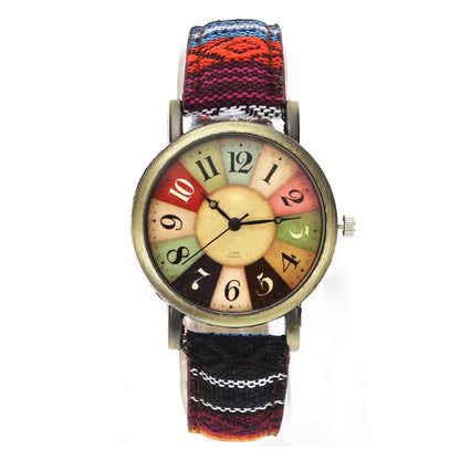 Fashionable Women's Quartz Watch with Denim Strap