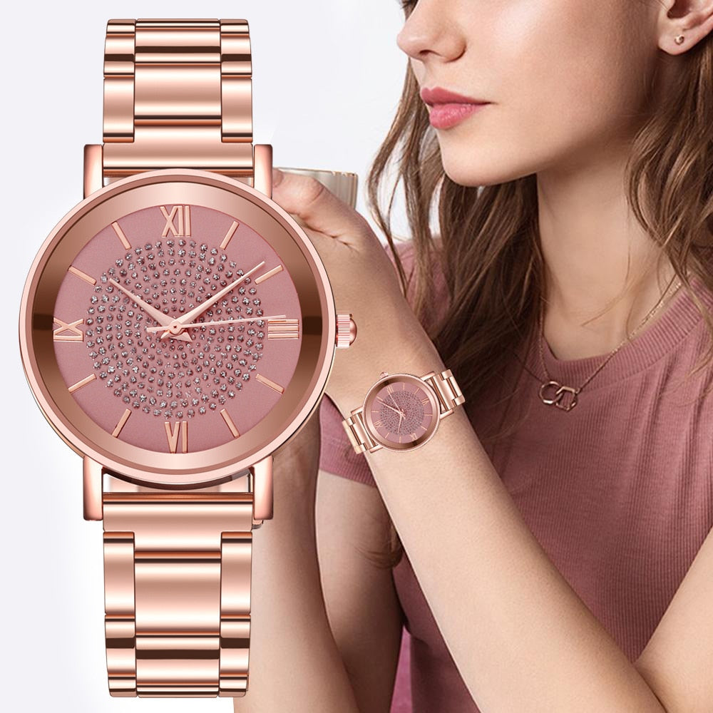 Starry Sky Quartz Watch for Women with Steel Band