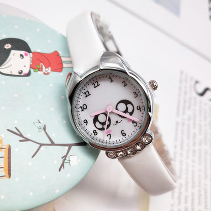 Kids' Cartoon Quartz Watch with Simple Design and Rhinestones