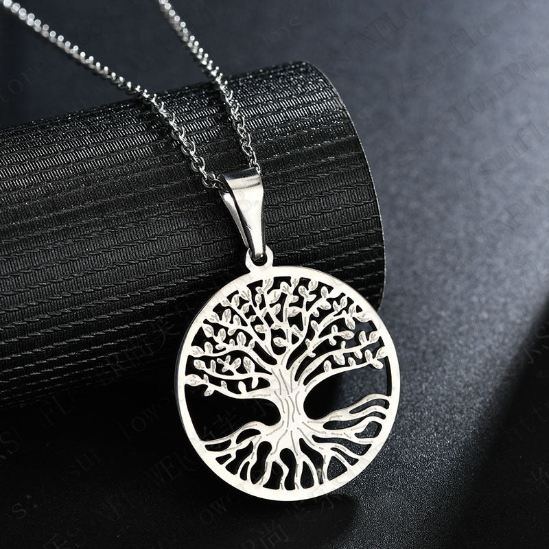 Stainless Steel Tree of Life Pendant Necklace