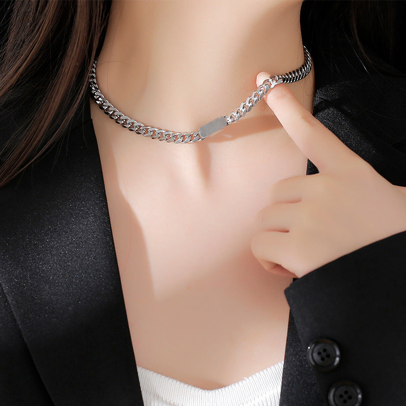 Men's Titanium Steel Cuban Chain Necklace - Simple Style