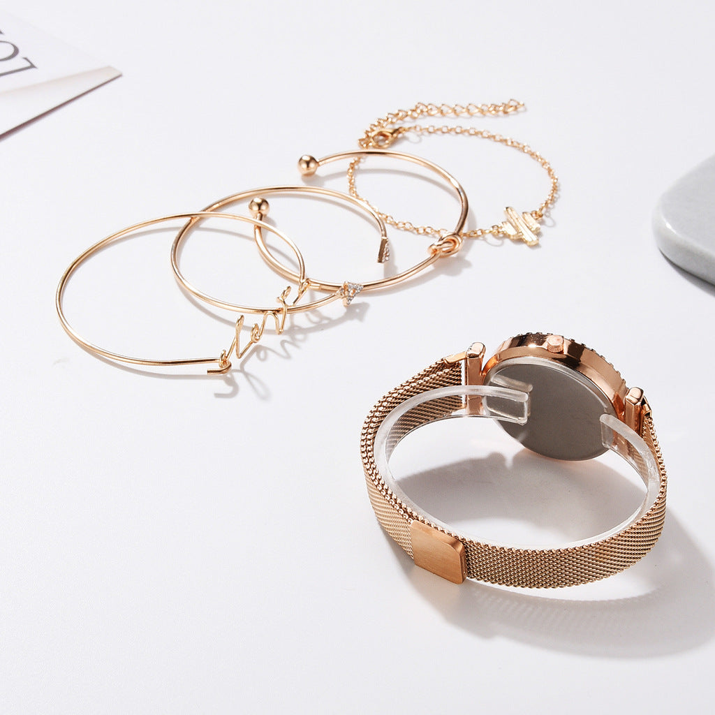 Quartz Watch and Bracelet Set for Women (2 Pieces)