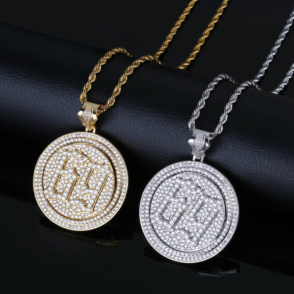 Alloy Rhinestone Hip-Hop Letter 69 Pendant Necklace