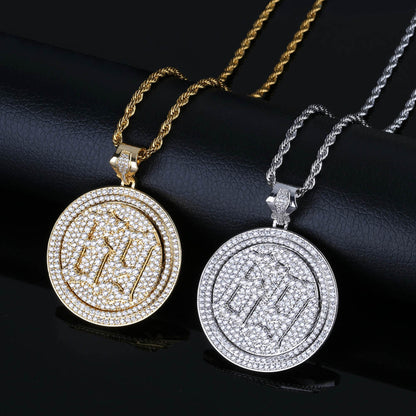 Alloy Rhinestone Hip-Hop Letter 69 Pendant Necklace