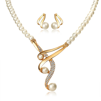 Pearl Choker Necklace and Earrings Bridal Set