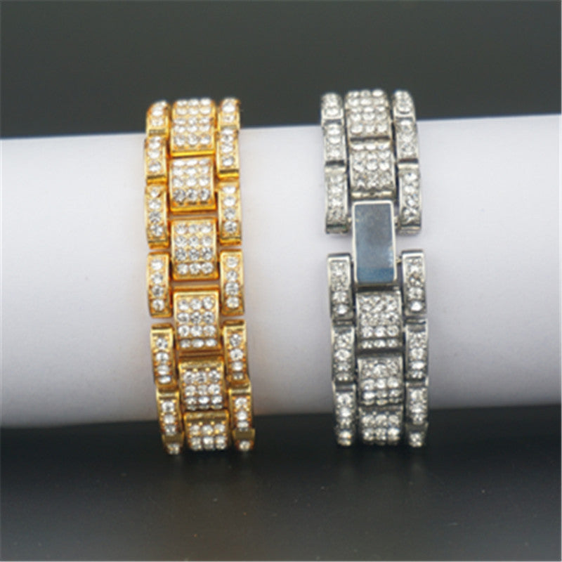 Hip Hop Men's Cuban Chain Bracelet and Watch Band