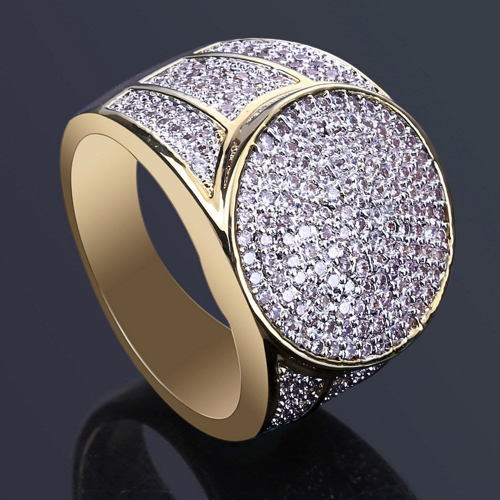 118K Gold Plated Hip Hop Ring with Zircon Stones
