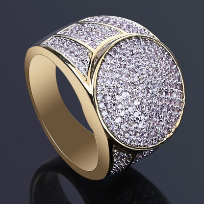 118K Gold Plated Hip Hop Ring with Zircon Stones