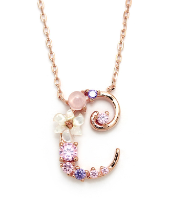 Shell Flower Alphabet Necklace in S925 Silver