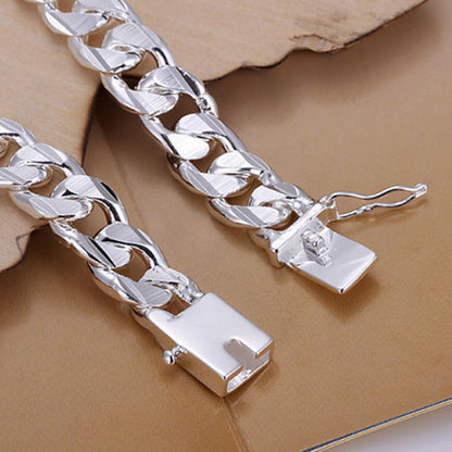 Fashionable Silver-Plated Men's Side Buckle Bracelet