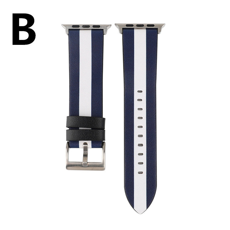 Leather Watch Strap with Flag Design