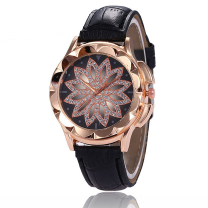 Fashionable Quartz Watch with Creative Design and Rhinestones