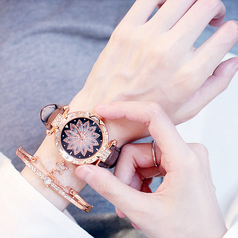 Fashionable Waterproof Women's Quartz Watch Set with Bracelet