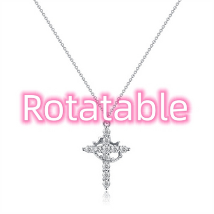 Rotatable Cross Crown Necklace