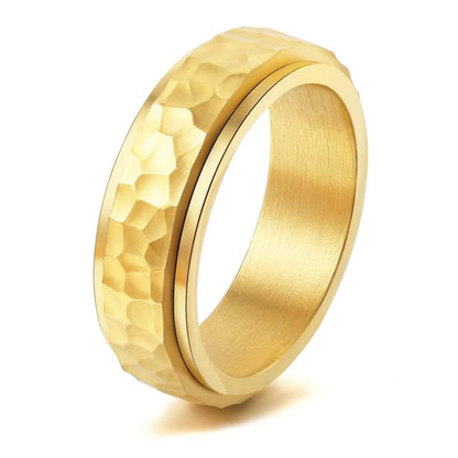 Jurikko Fidget Rings for Anxiety for Women Men Stainless Steel Silver/Gold/Black Anxiety Relieving Spinner Ring Hammered Finish